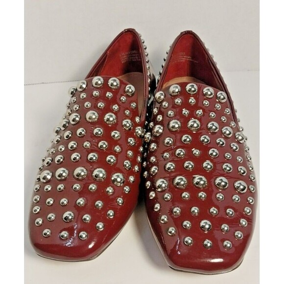 Halogen Kaylee Studded Genuine Leather Slip On Burgundy Loafers Women's Size 6 M - Picture 3 of 8
